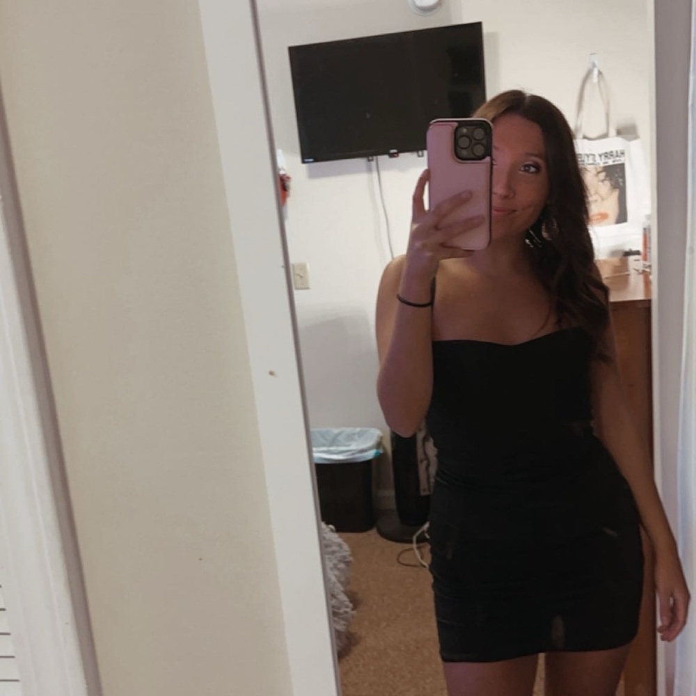 Amazon Black Ribbed Strapless Bodycon Mini Dress